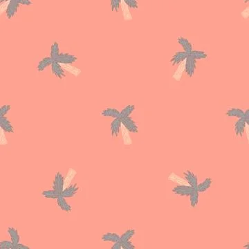 Minimalistic style seamless pattern with blue colored palm tree ornament. Pin Stock Illustration