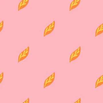 Minimalistic style seamless pattern with bright orange leaves ornament. Paste Stock Illustration