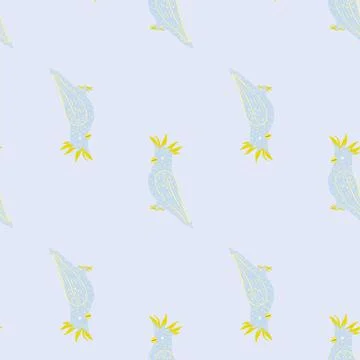 Minimalistic style seamless pattern with cartoon cockatoo parrot shapes. Blue Illustrazione stock
