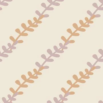 Minimalistic style seamless pattern with diagonal branches shapes ornament. L Stock Illustration