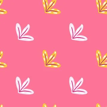 Minimalistic style seamless pattern with doodle yellow and white abstract lea Illustrazione stock