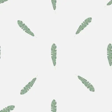 Minimalistic style seamless pattern with doodle little palm leaves ornament.  Stock Illustration