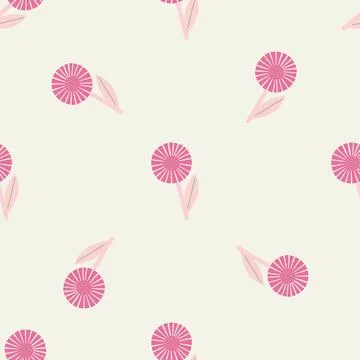 Minimalistic style seamless pattern with eometric abstract daisy flower shape Stock Illustration