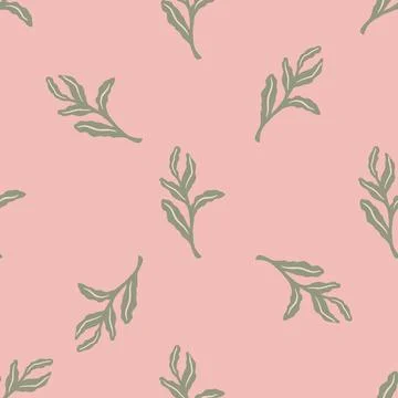 Minimalistic style seamless pattern with light green foliage shapes. Pastel p Illustrazione stock