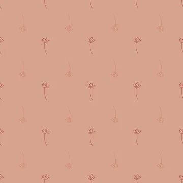 Minimalistic style seamless pattern with little dill umbrella ornament. Pink  Stock Illustration