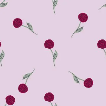 Minimalistic style seamless pattern with little roses flowers print. Pastel b Stock Illustration
