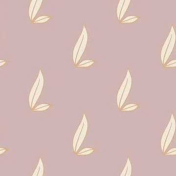 Minimalistic style seamless pattern with nature leaf contoure white silhouett 스톡 일러스트