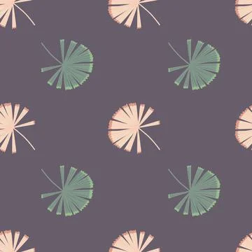 Minimalistic style seamless pattern with organic doodle palm licuala print. P Stock Illustration