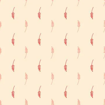Minimalistic style seamless pattern with outline branches elements. Pink past Illustrazione stock