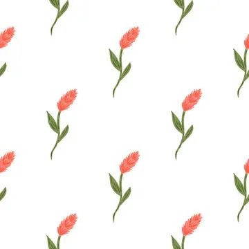 Minimalistic style seamless pattern with pink ear of wheat ornament. Isolated Stockillustratie