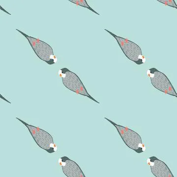 Minimalistic style seamless pattern with simple grey parrot bird silhouettes. Stock Illustration