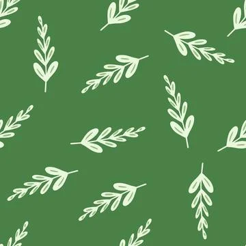 Minimalistic style seamless pattern with simple light branches elements ornam Stock Illustration