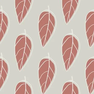 Minimalistic stylized botanic seamless pattern with leafs. Abstract outline o Stock Illustration
