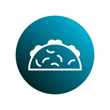 Minimalistic taco icon with a blue gradient circle background showcasing fa.. Stock Illustration