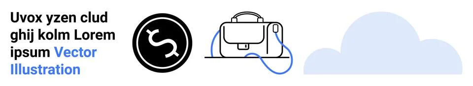 Minimalistic Tech Theme with Text, Circular Symbol, Headphones, and Cloud i.. Stock Illustration