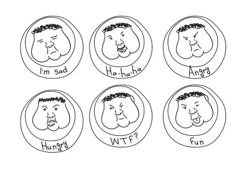 Minimalistic thick emoticons. Stock-Illustration