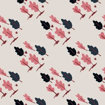 Minimalistic tree hand drawn elements seamless pattern. Simple design with li イラスト素材