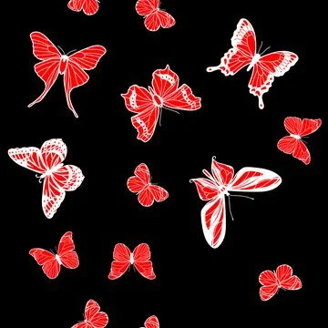 Minimalistic tricolor butterfly simless pattern Stock Illustration