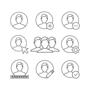Minimalistic Vector Grid of User Profile Icons Stock Illustration