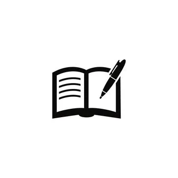 Minimalistic vector icon depicting an open book with a pen Minimalistic ve... Stock Photos