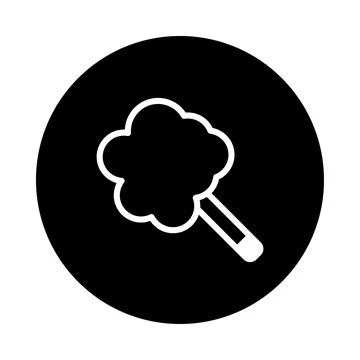 A minimalistic vector illustration of a cotton candy with a stick on black .. Stock Illustration