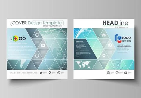 The minimalistic vector illustration of editable layout of two square forma.. Ilustração Stock