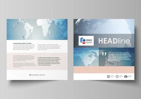 The minimalistic vector illustration of the editable layout of two square format Stock Illustration