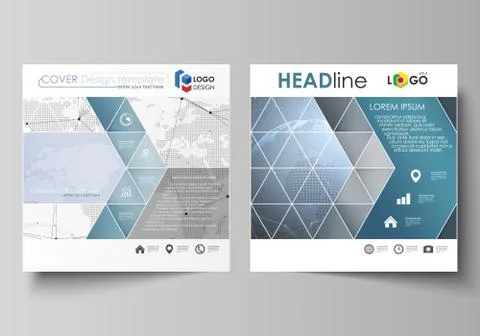 The minimalistic vector illustration of the editable layout of two square format Stock Illustration