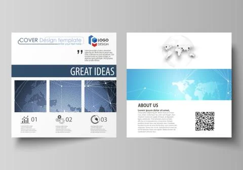 The minimalistic vector illustration of the editable layout of two square format Stock Illustration