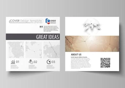 The minimalistic vector illustration of the editable layout of two square format Stock Illustration