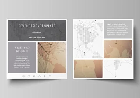 The minimalistic vector illustration of the editable layout of two square format Stock Illustration