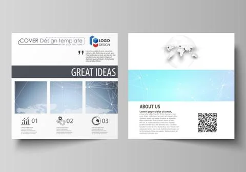 The minimalistic vector illustration of editable layout of two square format Stock Illustration