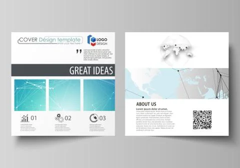 The minimalistic vector illustration of the editable layout of two square format Stock Illustration