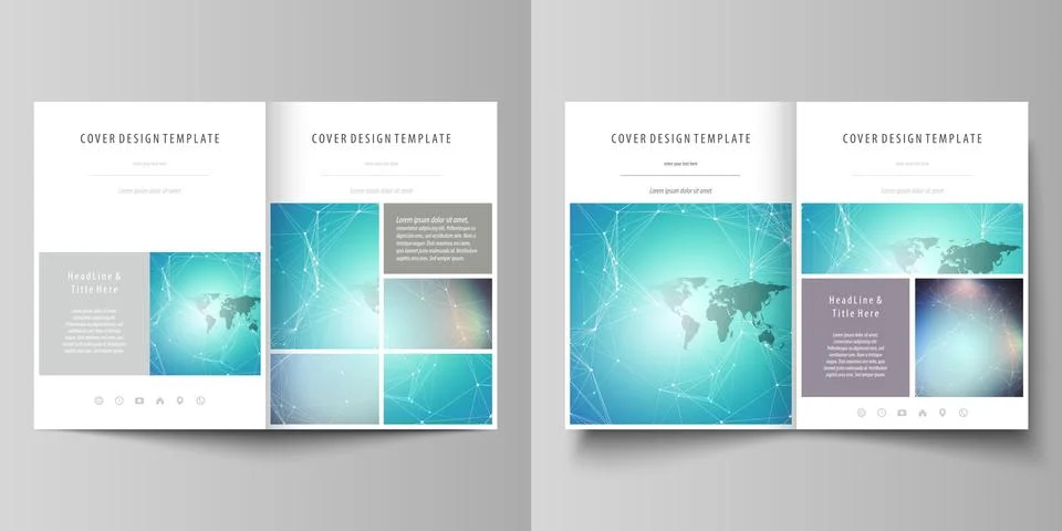 The minimalistic vector illustration of editable layout of two A4 format modern Stock Illustration