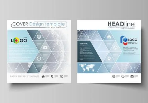 The minimalistic vector illustration of the editable layout of two square format Stock Illustration