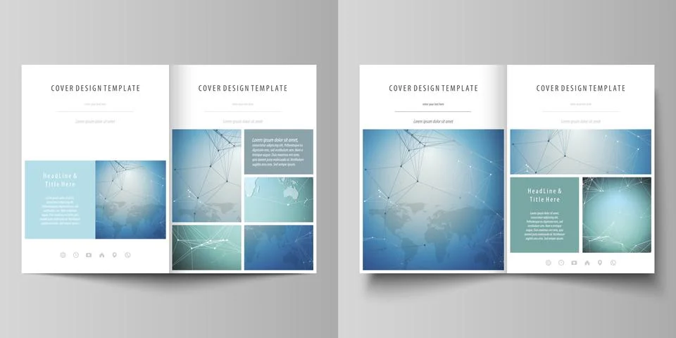 The minimalistic vector illustration of the editable layout of two A4 format  Stock-Illustration