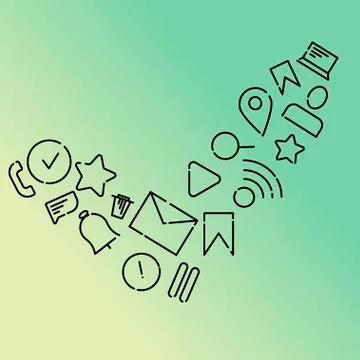Minimalistic Vector illustration of icons on the topic of internet, applicati 스톡 일러스트