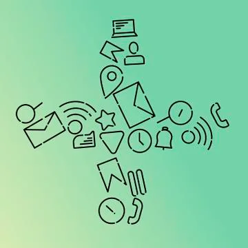Minimalistic Vector illustration of icons on the topic of internet, applicati 스톡 일러스트