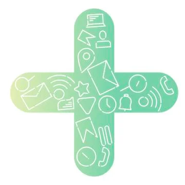 Minimalistic Vector illustration of icons on the topic of internet, applicati Stock Illustration