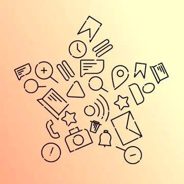 Minimalistic Vector illustration of icons on the topic of internet, applicati 스톡 일러스트
