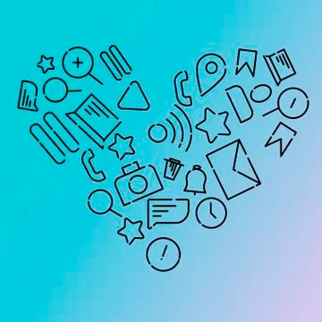 Minimalistic Vector illustration of icons on the topic of internet, applicati Stock Illustration