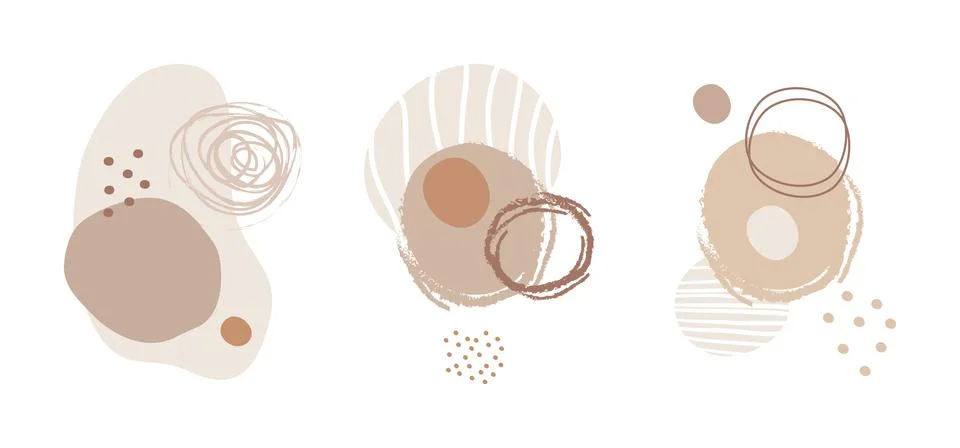 Minimalistic vector illustration set with abstract circles and dots Illustrazione stock