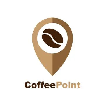 Minimalistic vector logo for coffee shop. Logotype with coffee bean and Illustrazione stock