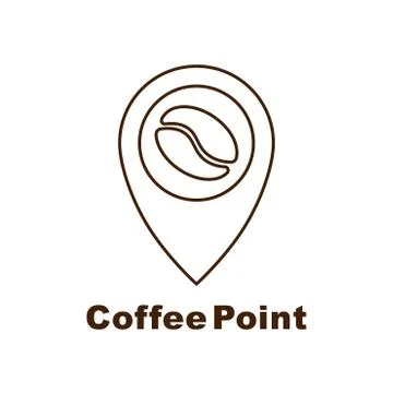 Minimalistic vector logo for coffee shop. Logotype with coffee bean and Illustrazione stock