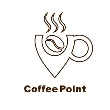 Minimalistic vector logo for coffee shop. Logotype with coffee bean and cup Stock-Illustration