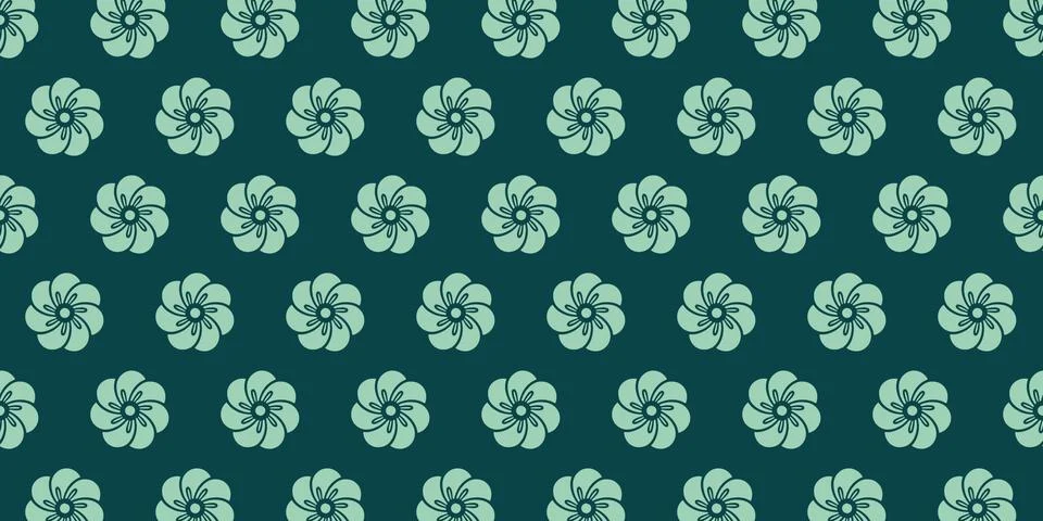 Minimalistic vector seamless pattern with small turquoise flowers Stock Illustration
