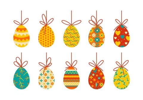 Minimalistic vector set of Easter illustrations, egg painting design Stock Illustration