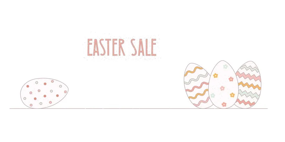 Minimalistic vector vintage banner with Easter eggs. Web template for sale. Stock Illustration