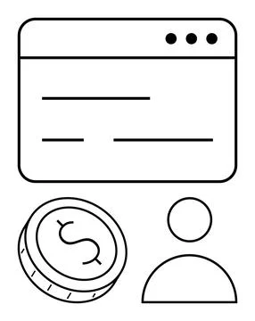 Minimalistic Web Interface with Coin and User Icon for Financial Management.. Stock Illustration