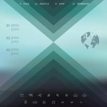 Minimalistic website user interface template with blurred background and Stock Illustration